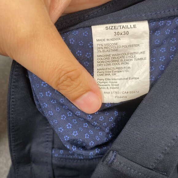 Perry Ellis Mens Slim Fit Navy Blue Dress Pants Size 30x30 Viscose & Polyester - Picture 6 of 14